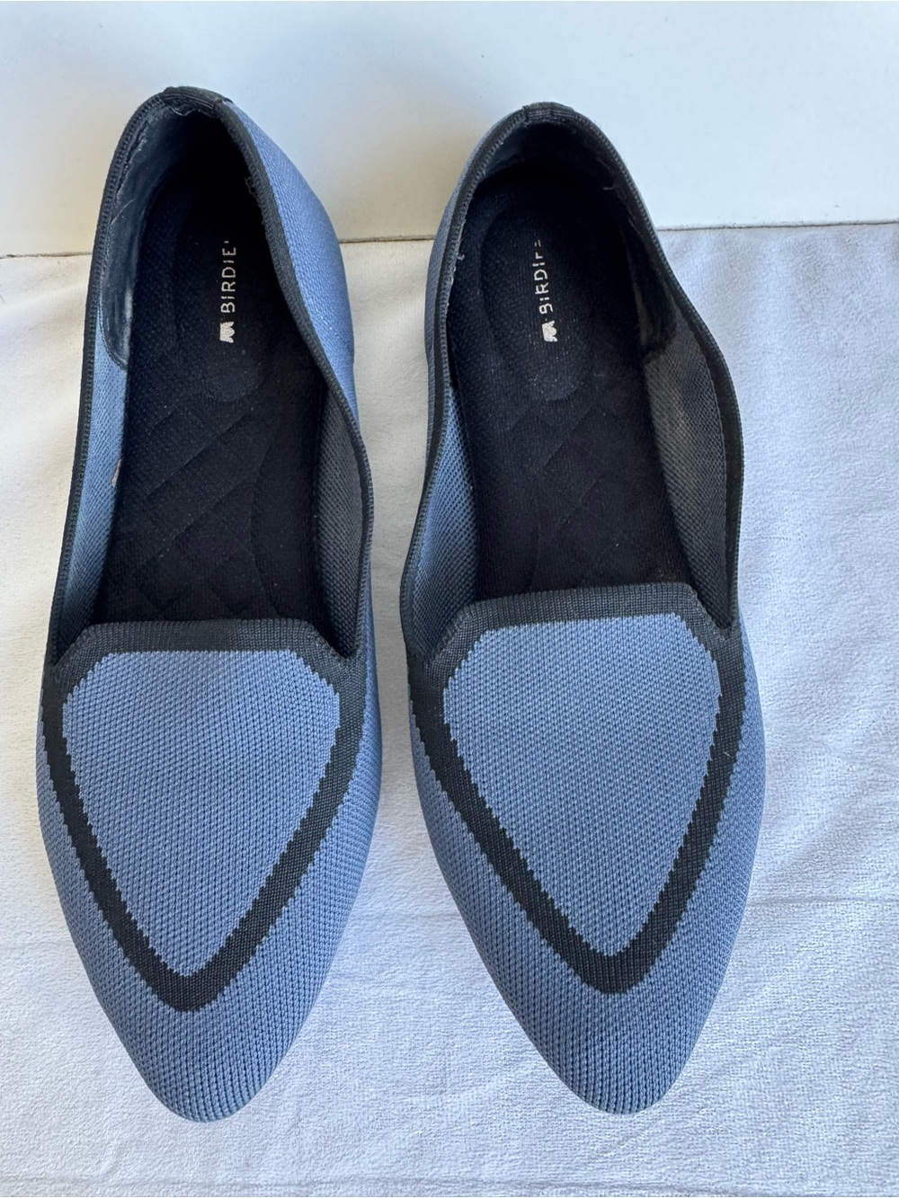 Birdies Blackbird knit loafer flat pointed-toe Lake navy blue women size 11